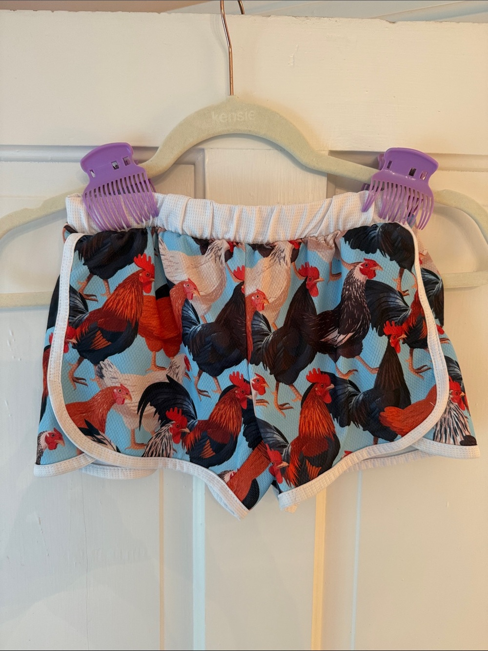 Kids Rooster Print Blue Athletic Shorts - Brand Unspecified